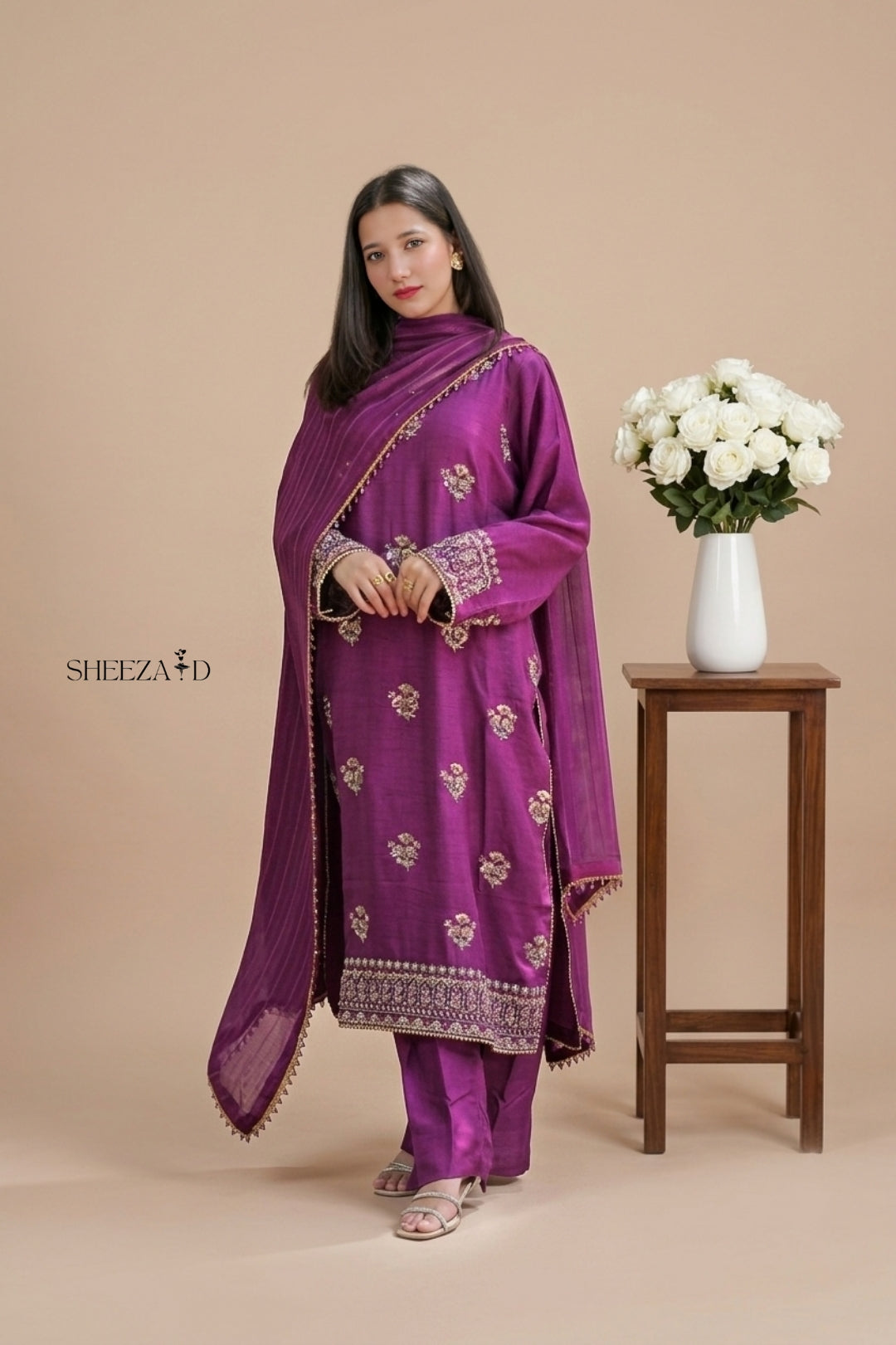 Noor Mahal Zari Silk Suit | SD-SL-26-09