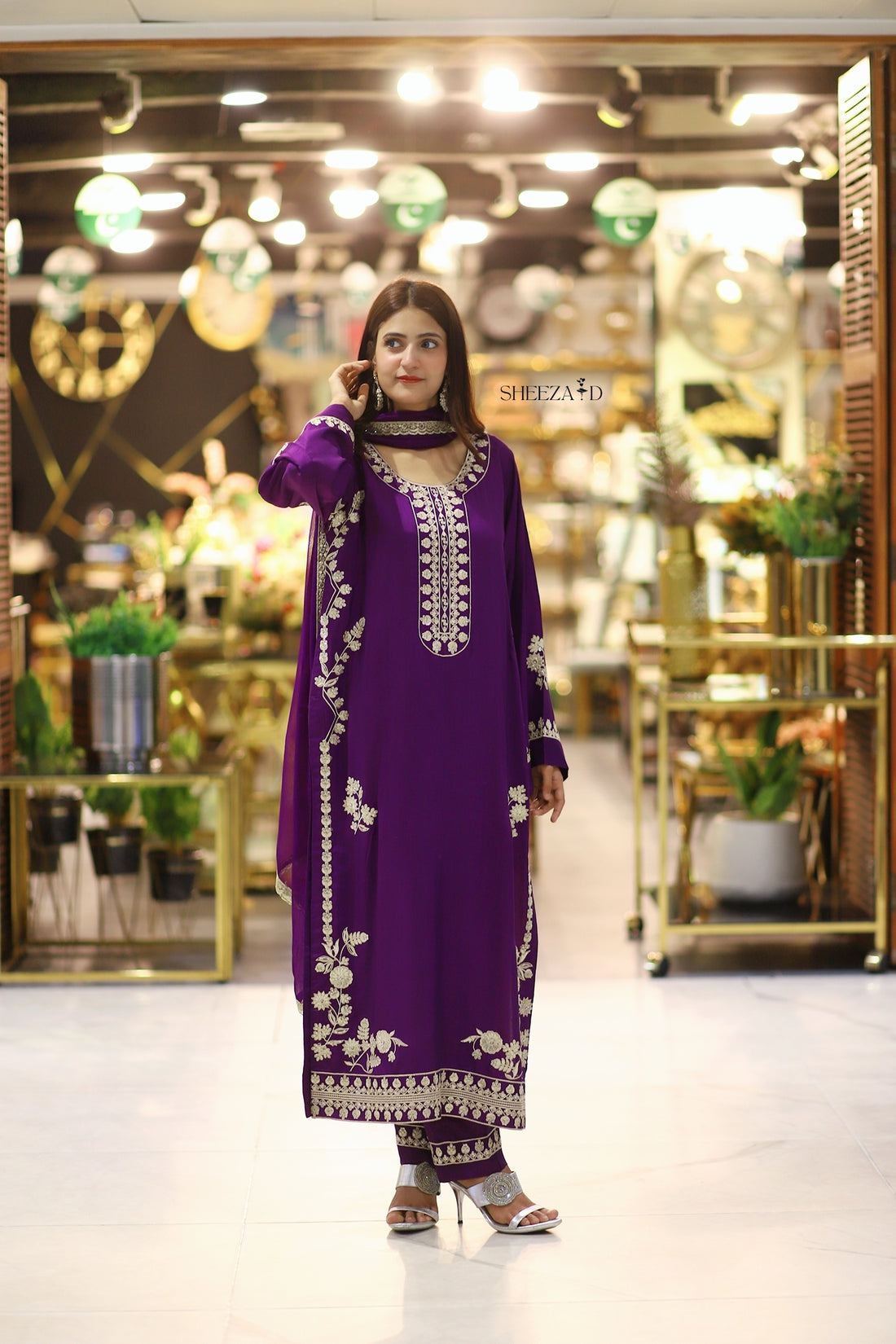 Royal Amethyst – Embroidered Viscose 3 Piece Suit