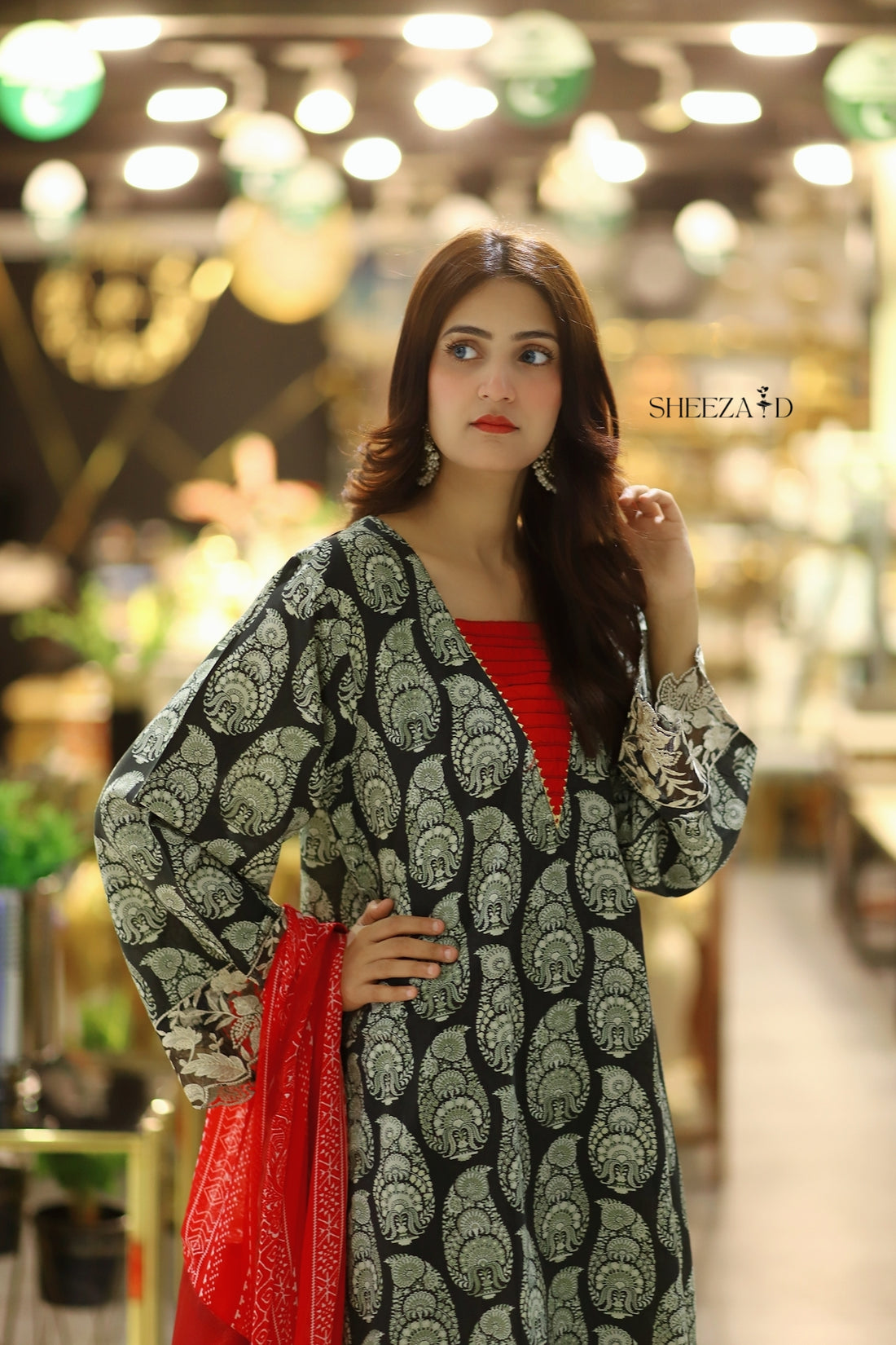 Noir Blossom Printed Viscose 3 Piece Set