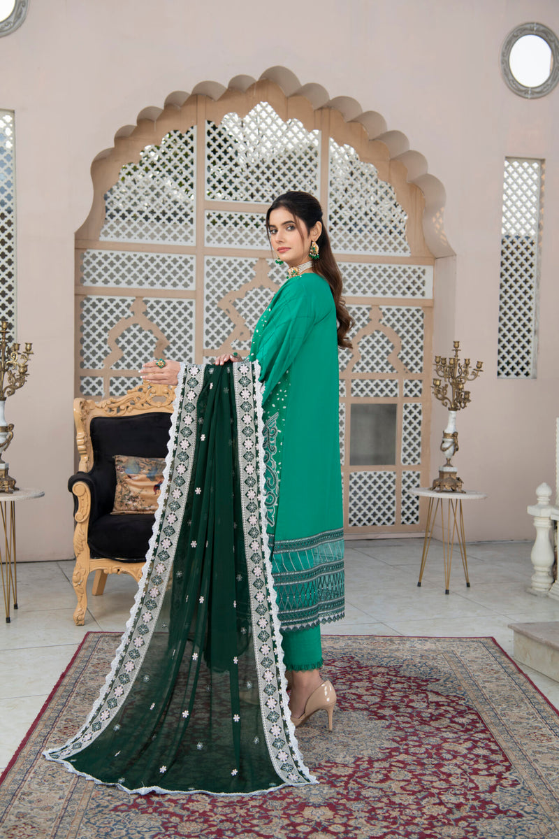 3 Piece Embroidered Chicken Kari Suite - Urban Look