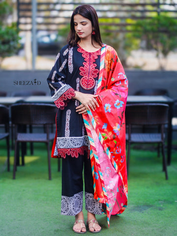 Midnight Bloom  3-Piece Suit | Luxury Printed Lawn SD-PA3-0008
