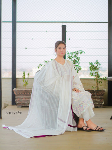 White Embroidered Lawn 3-Piece | SD-SL-26-01