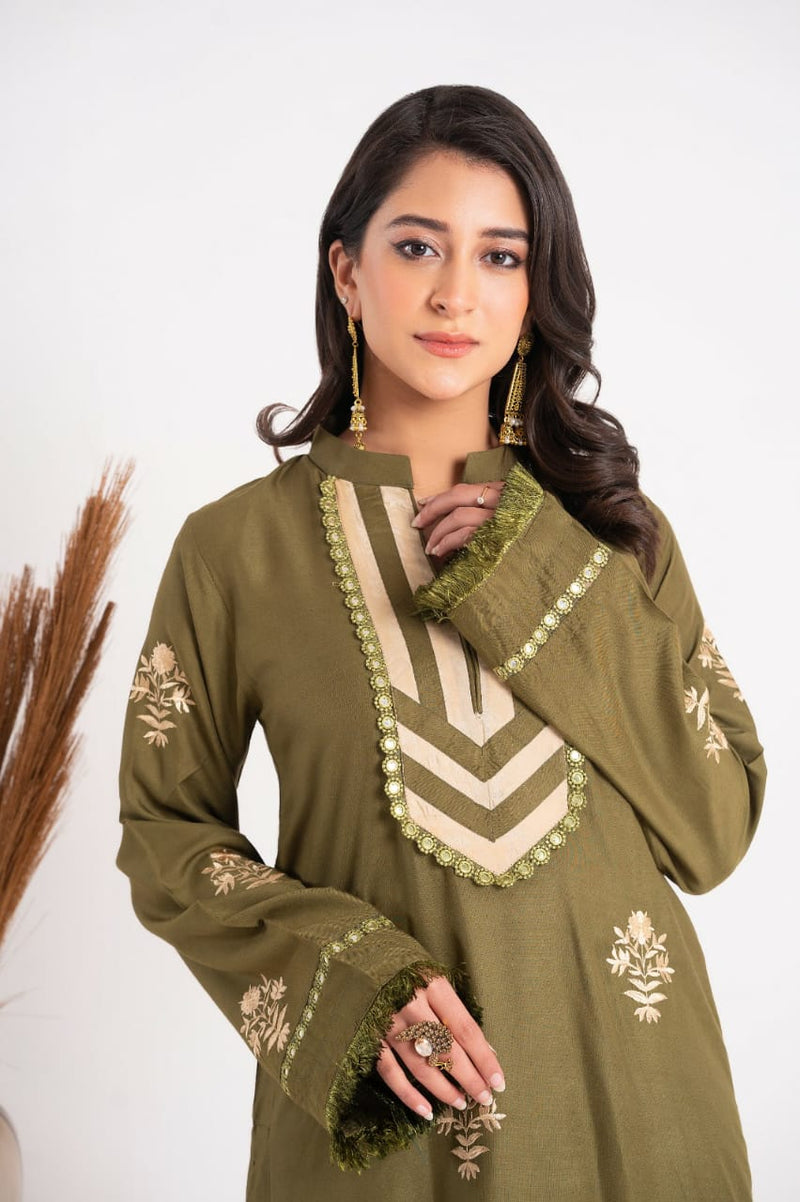 2 Piece Embroidery Linen Suit