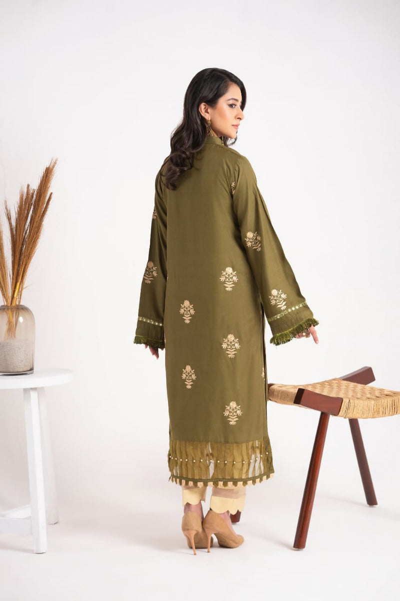 2 Piece Embroidery Linen Suit