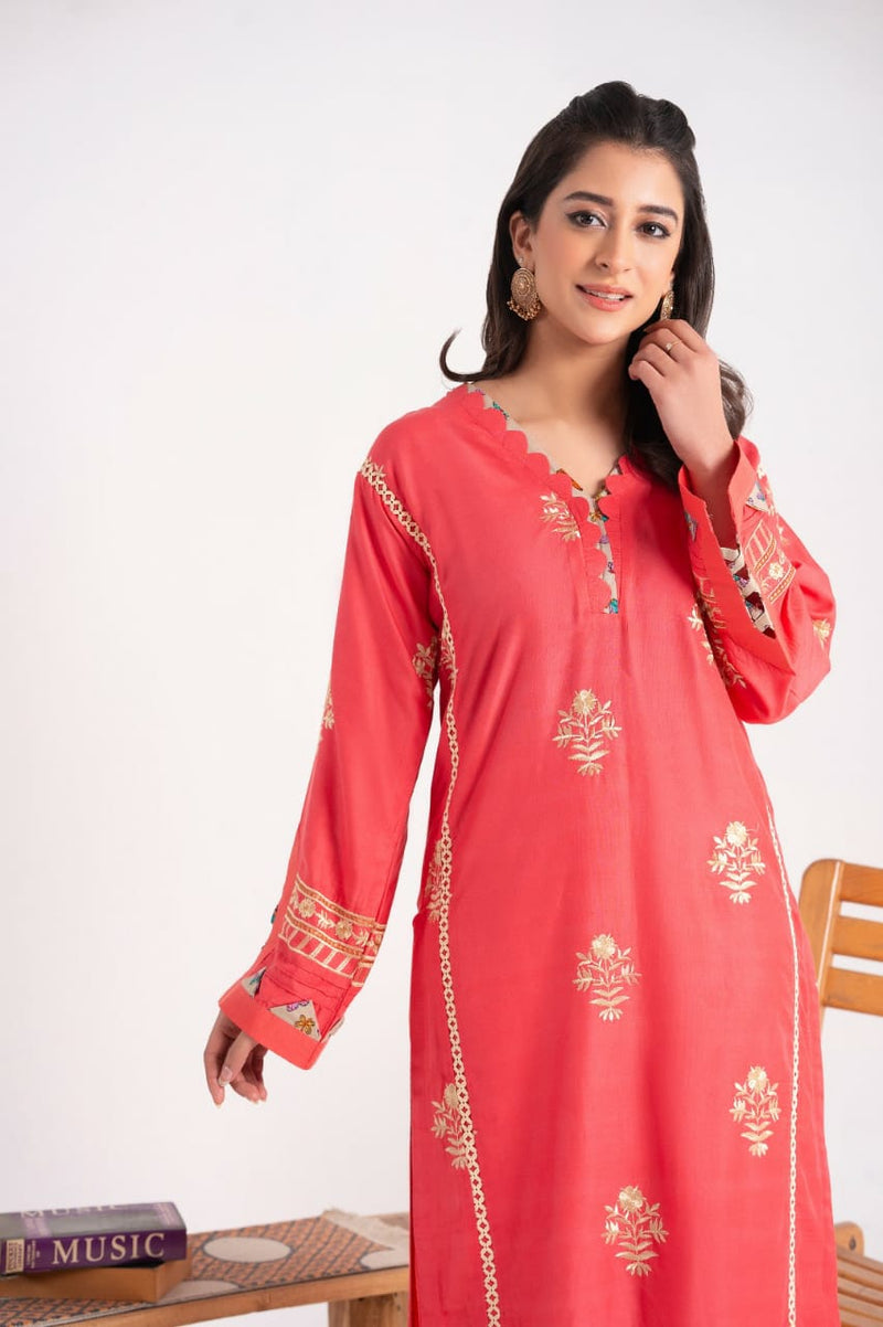 2 Piece Embroidery Linen Suit