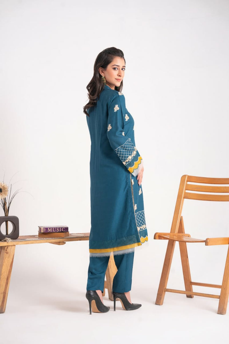 2 Piece Embroidery Linen Suit