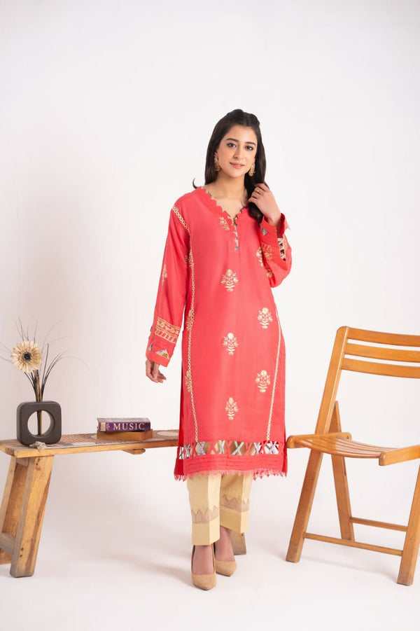 2 Piece Embroidery Linen Suit