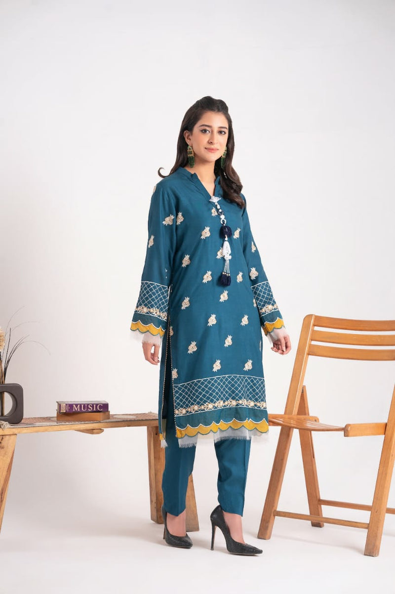 2 Piece Embroidery Linen Suit