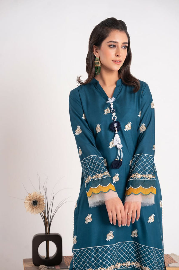 2 Piece Embroidery Linen Suit