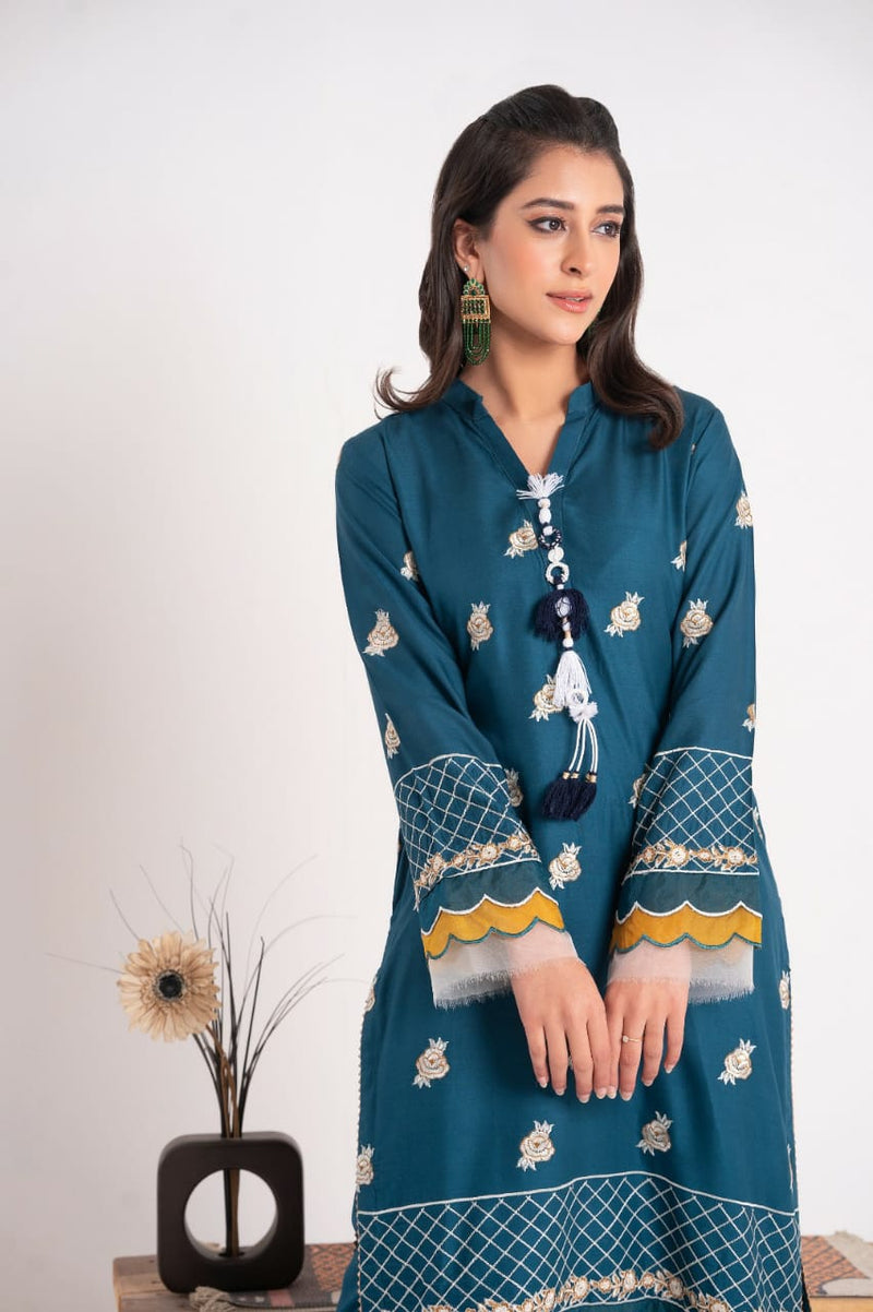 2 Piece Embroidery Linen Suit