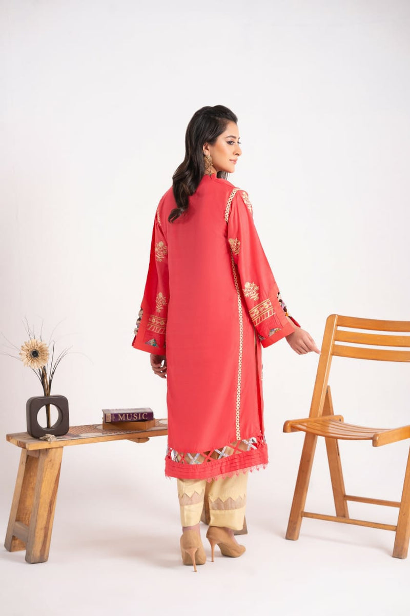 2 Piece Embroidery Linen Suit