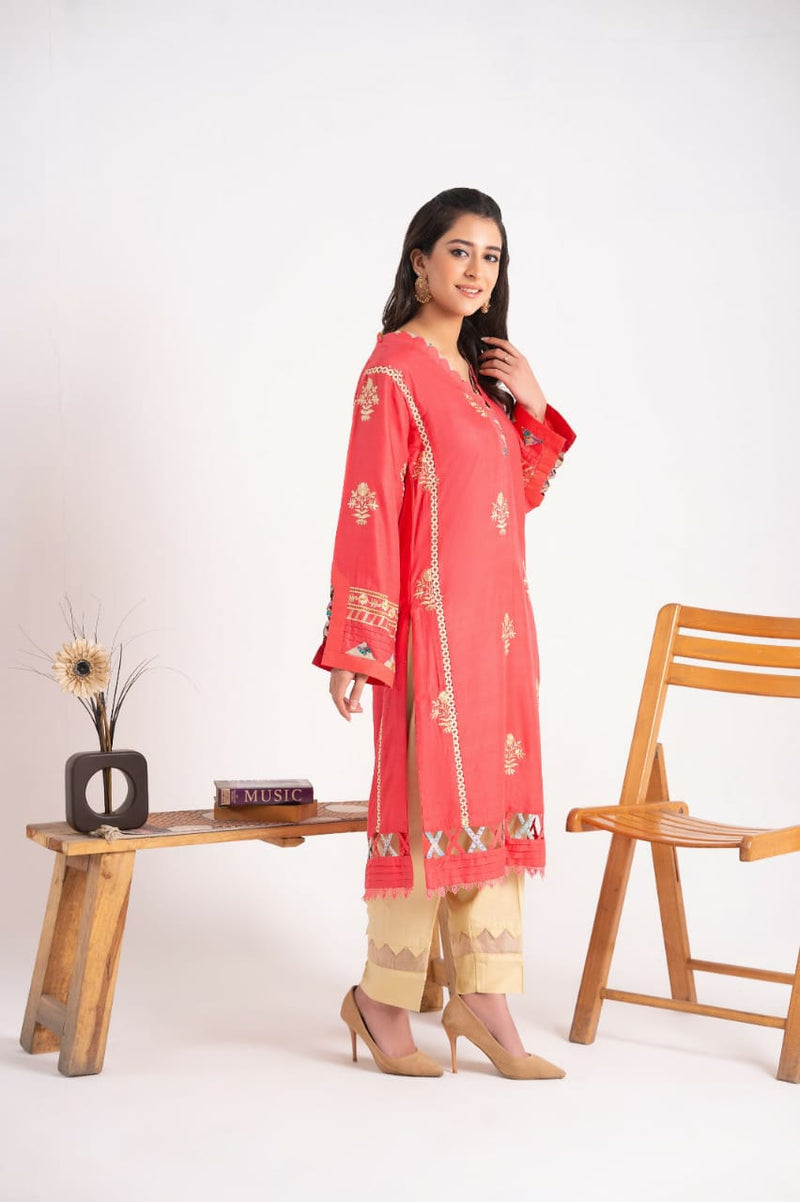 2 Piece Embroidery Linen Suit