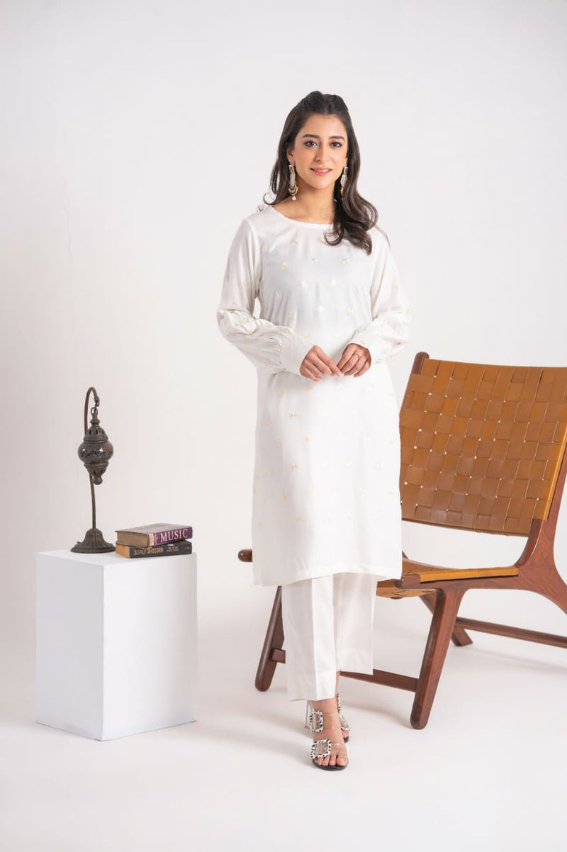 2 Piece Dyed Embroidery Linen Suit