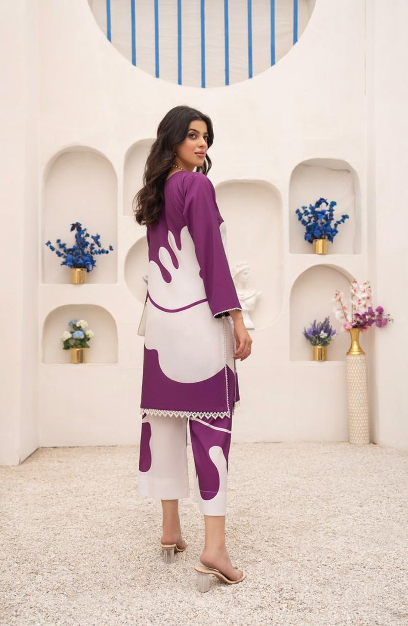 Purple Printed Crab Fabric Shirt