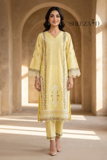Buttercup Elegance – 2 Piece Embroidered Lawn Set