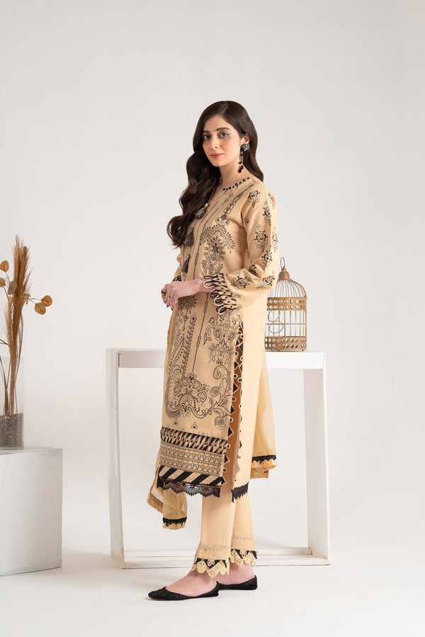3 Piece Embroidery Linen Suit | Unstiched |