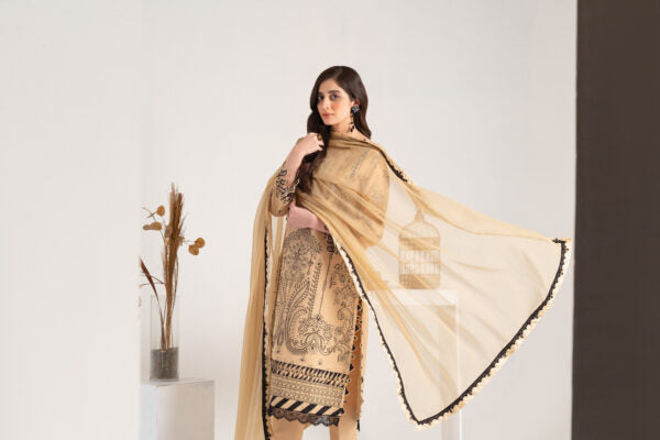 3 Piece Embroidery Linen Suit | Unstiched |